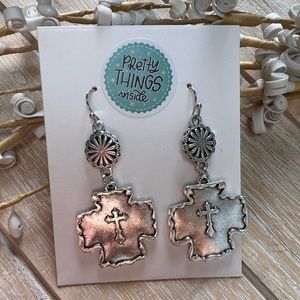 Western cross dangle earrings